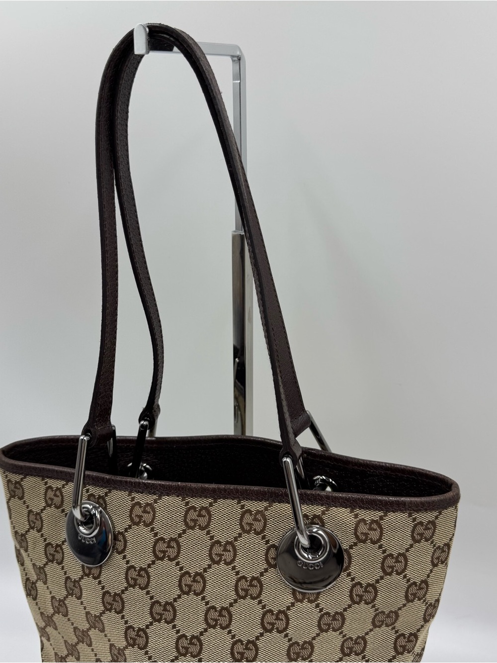 Gucci Beige & Brown GG Canvas Shoulder Tote - Picture 2 of 11